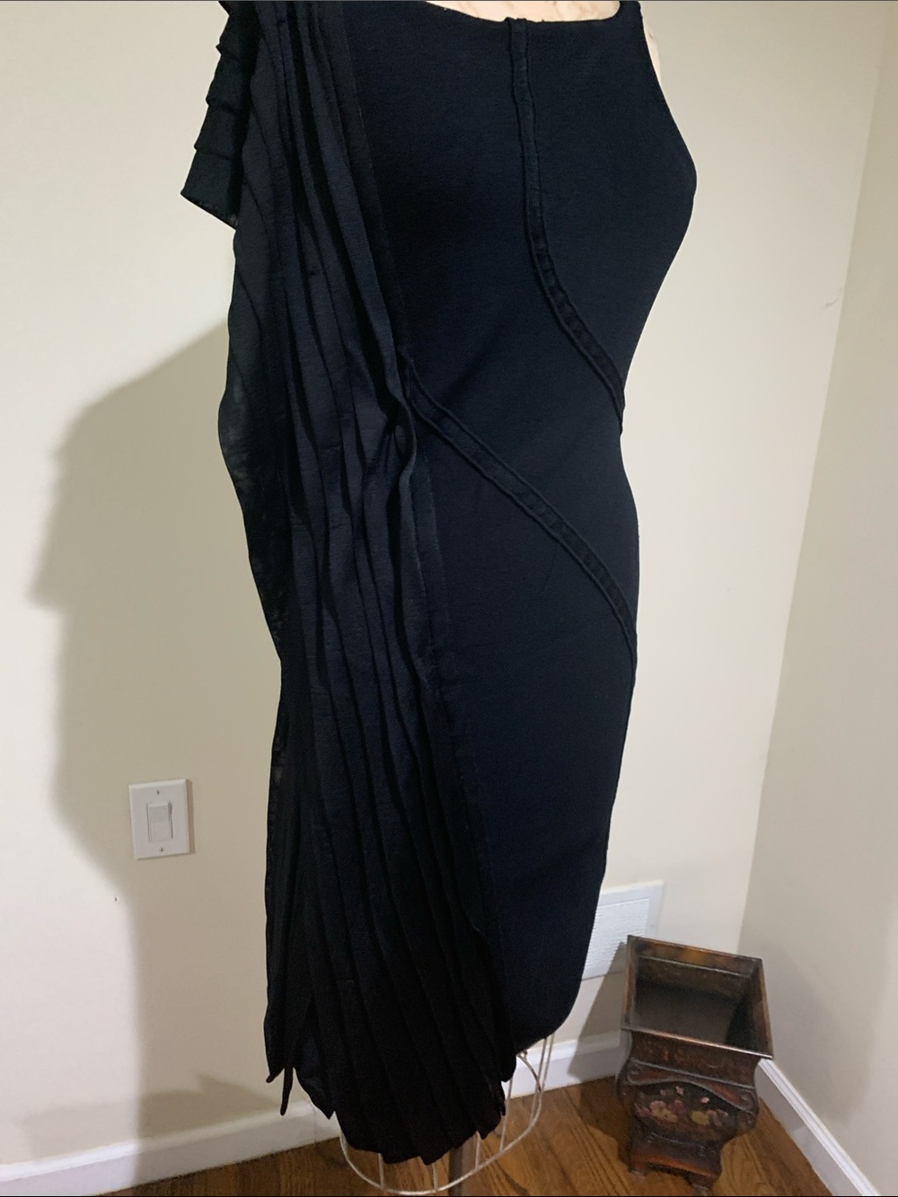 Zac Posen Black  Pleated Draped Cocktail Dress